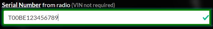 serial number input field on findradiocode